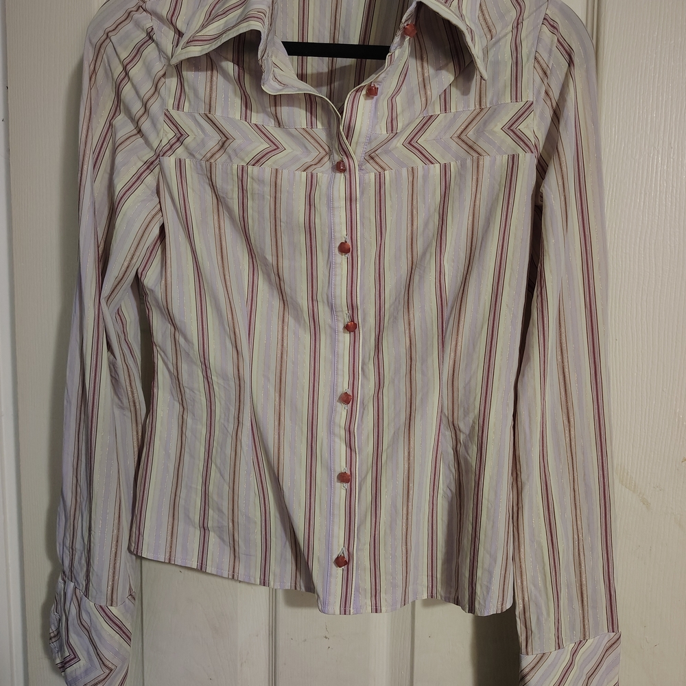 Striped Button-Up Women's Top